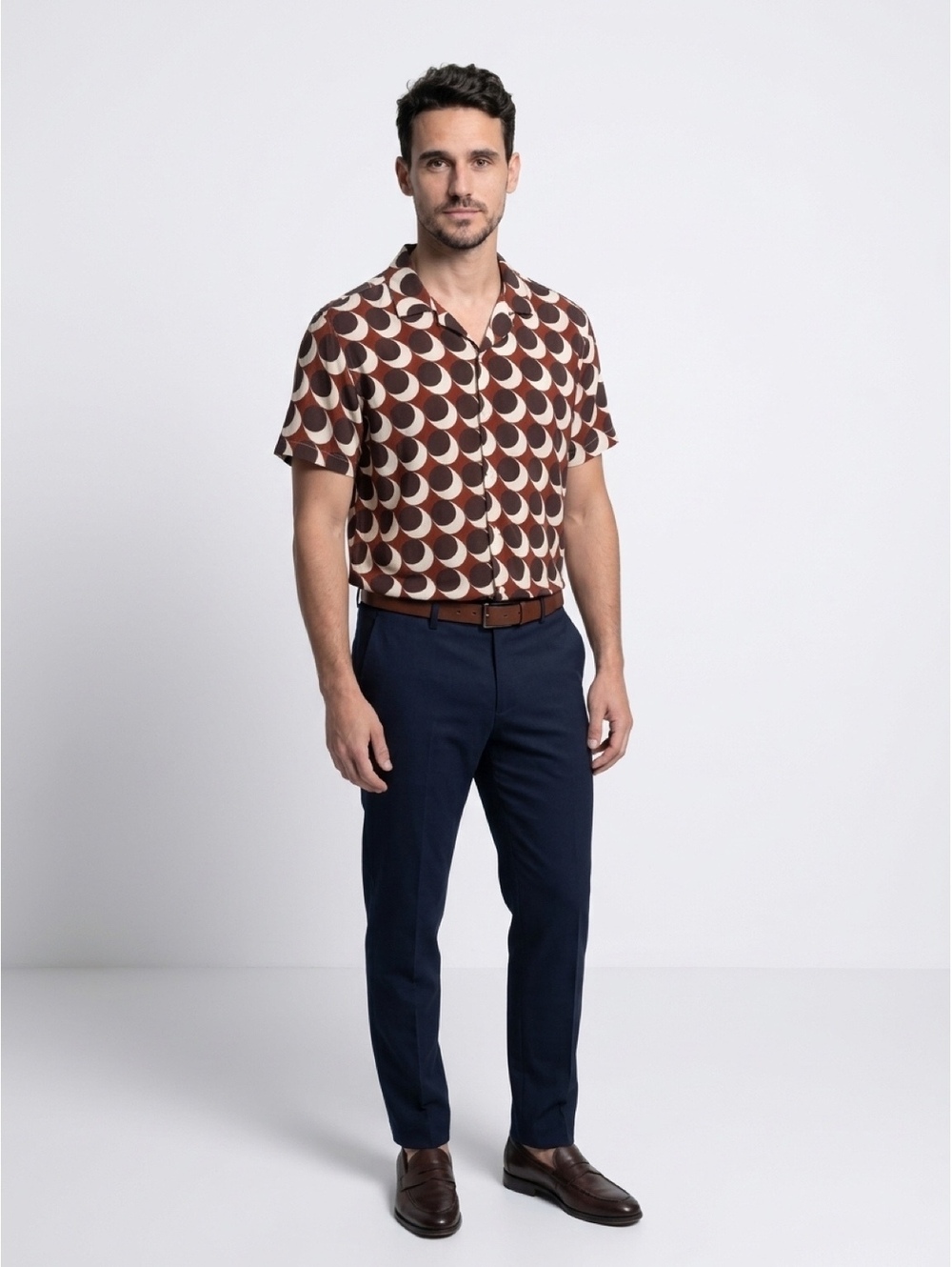 Denim & Flower Ricky Singh Men M Retro Geometric Button Up Shirt
